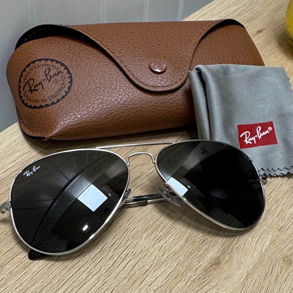 Ray-Ban Black Silver Large Aviator Sunglasses